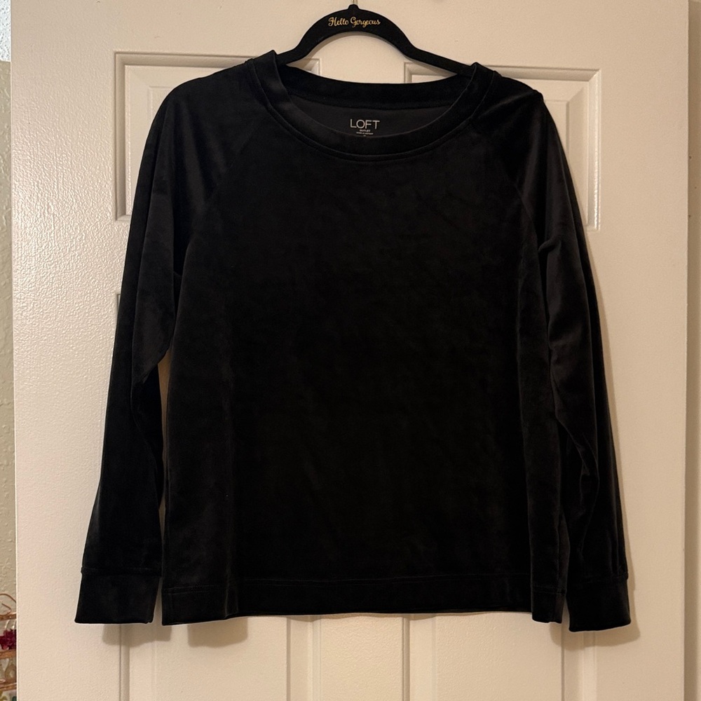 LOFT Elegant Black Velvet Top